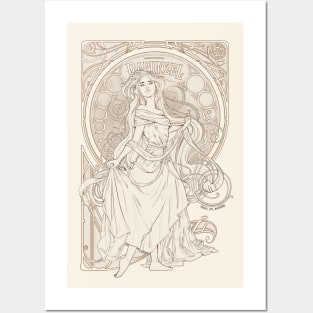 Art Nouveau Rapunzel Lineart Posters and Art